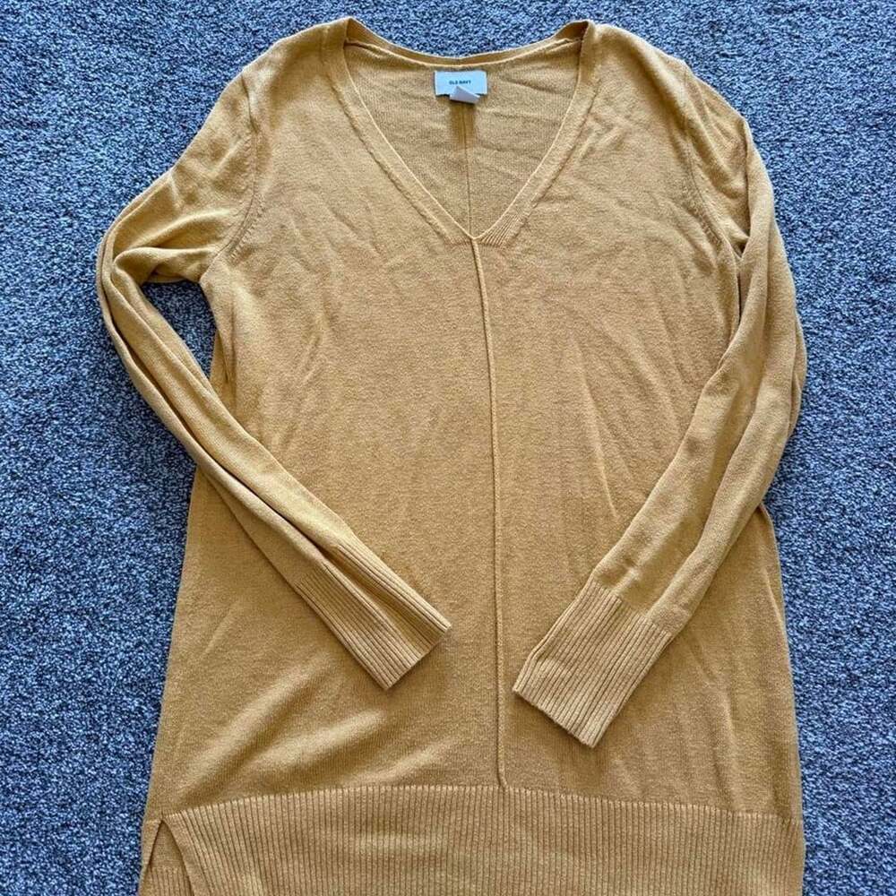 Old Navy V-Neck Sweater Size S Mustard Yellow Long Sleeve
